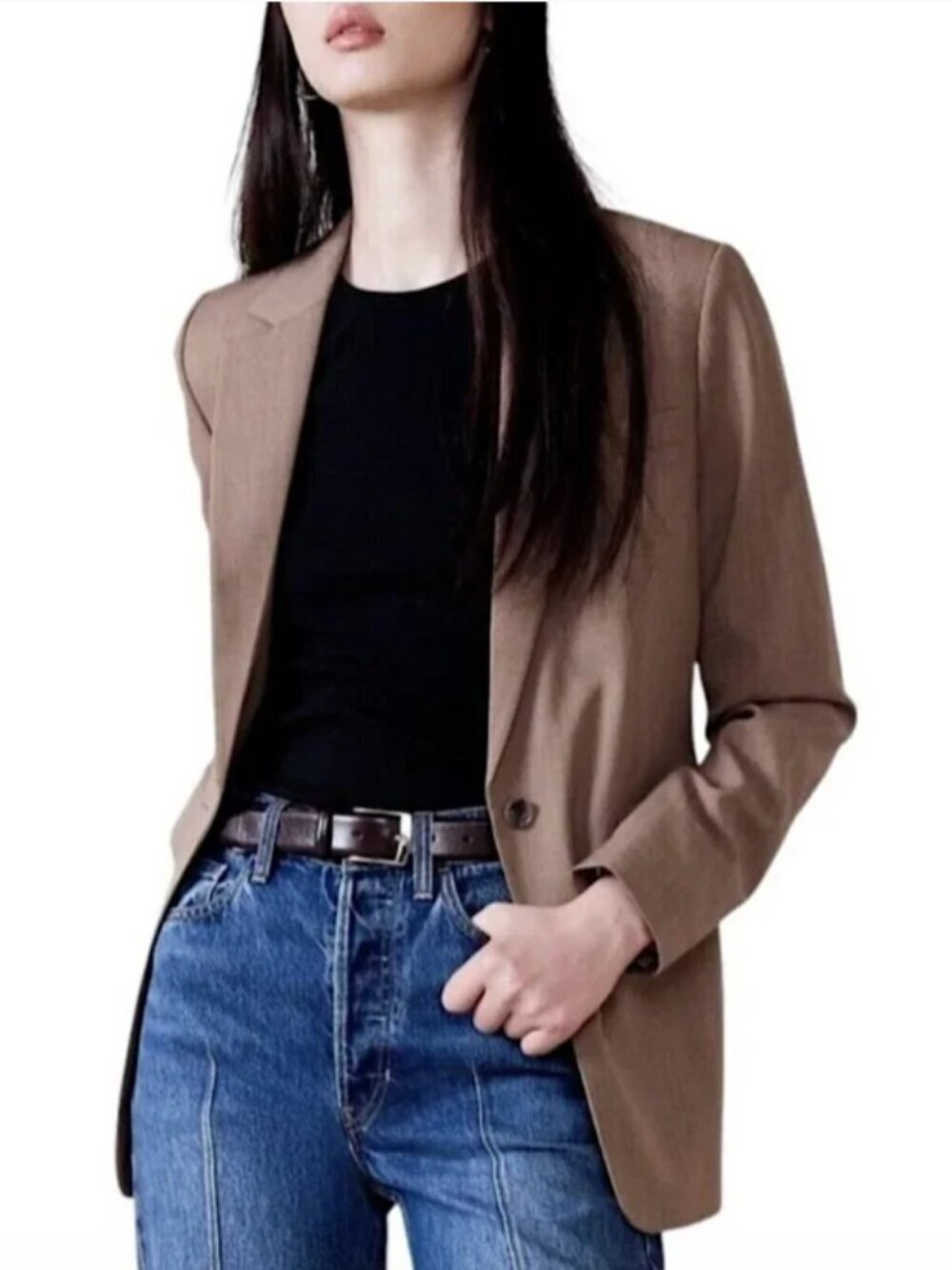 BANANA REPUBLIC Italian Wool Blazer Single Breasted Size 2 Taupe Brown